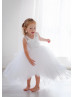 White Lace Tulle High Low Flower Girl Dress